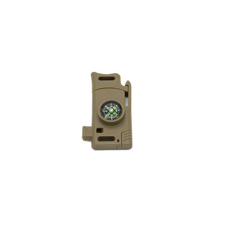 Paracord Aksesuar Çok Fonksiyonlu Outdoor Klips Magnezyum Çubuklu Düdüklü Pusulalı Bıçaklı Bej 