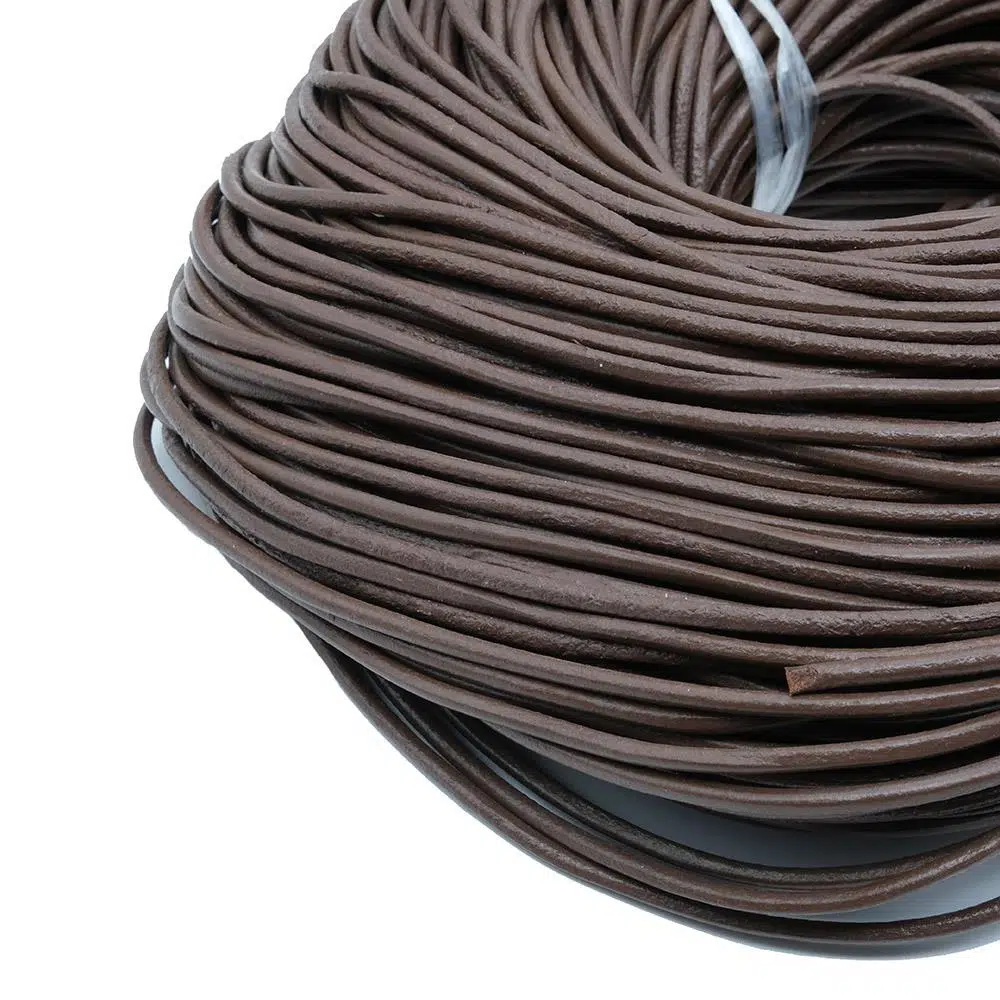 Bileklik ve Hobi Hakiki Sırım Deri İp 3 mm 5 Metre Açık Kahve
