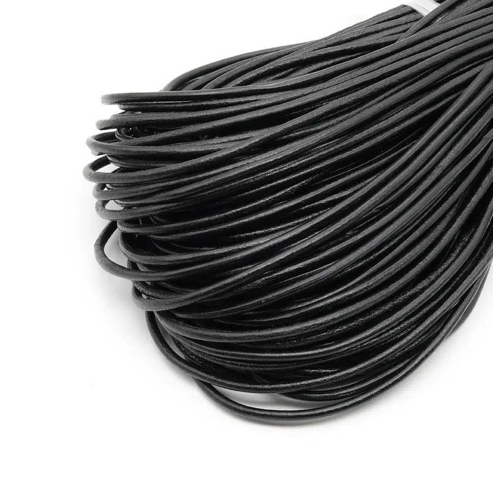 Paracord Aksesuar Bileklik ve Hobi Hakiki Sırım Deri İp 4 mm 1 Metre Siyah