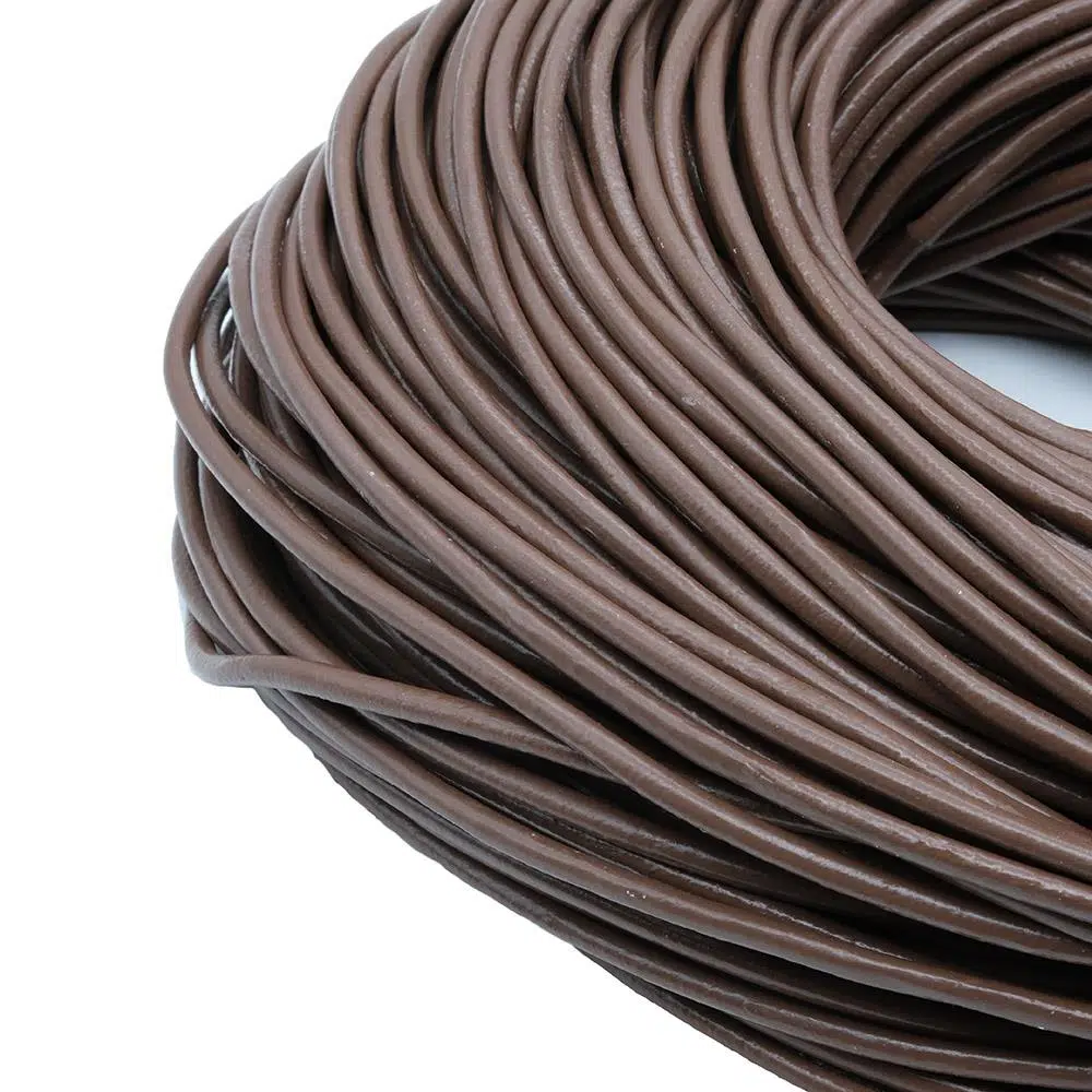 Bileklik ve Hobi Hakiki Sırım Deri İp 4 mm 1 Metre Açık Kahve