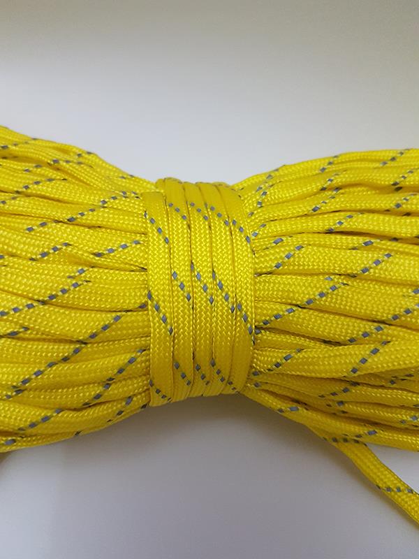 Paracord İp 4mm Reflektörlü Sarı Renk No:48 Paracord İp 4mm Reflektörlü Sarı Renk No:48