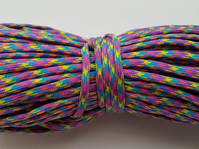 Paracord İp 4mm Mor Mavi Sarı Desen No:67 Paracord İp 4mm Mor Mavi Sarı Desen No:67