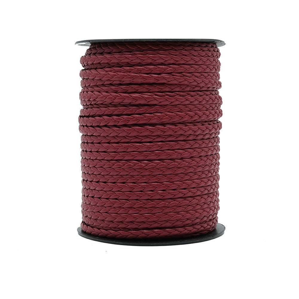 Saç Örgü Deri Bordo 5 mm 1 Metre 